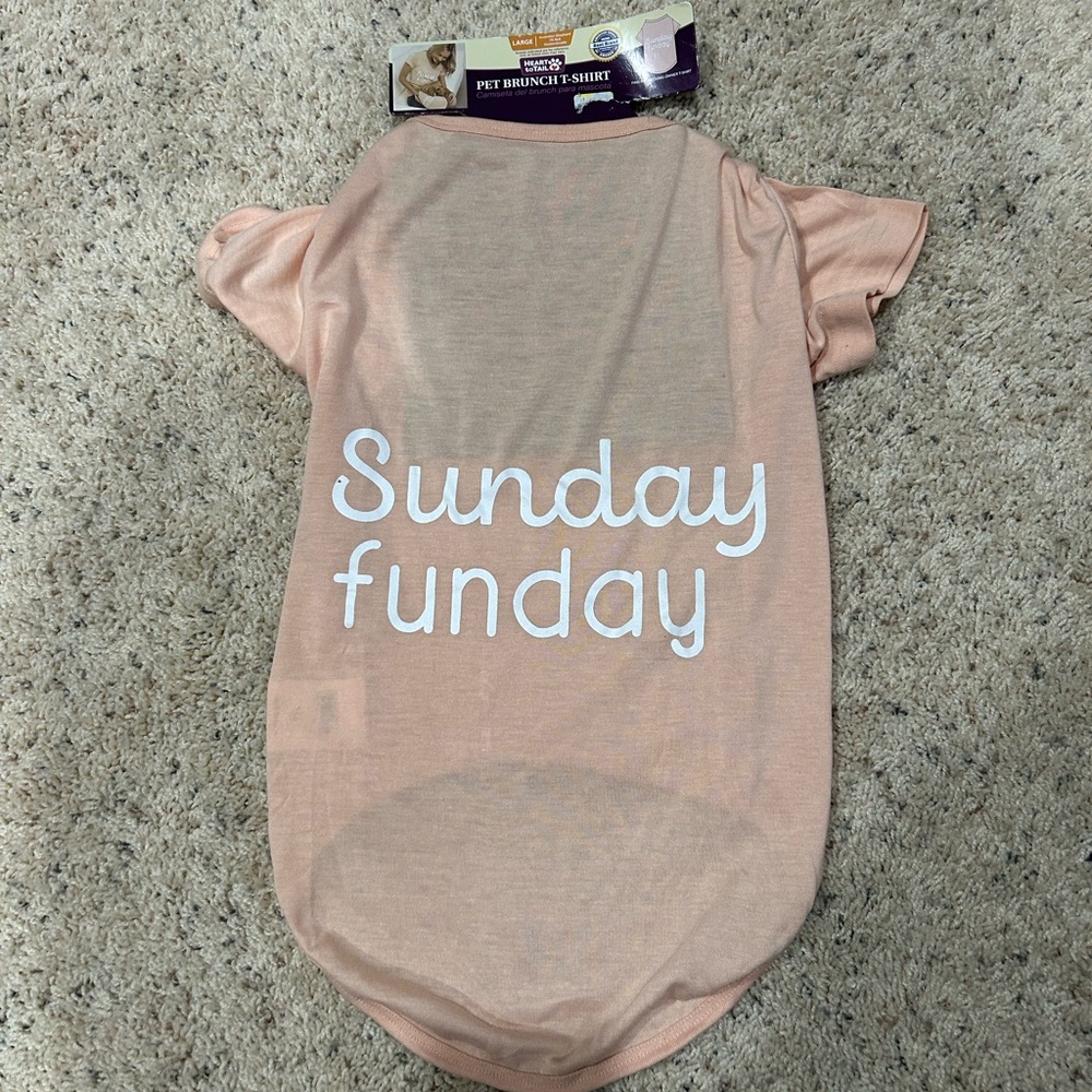 Heart to Tail Sunday Funday Pink Pet Brunch T-Shirt size L NWT